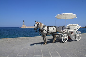 Horse carriage, Chania harbour 