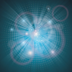 Abstract fractal blue background with light swirl.