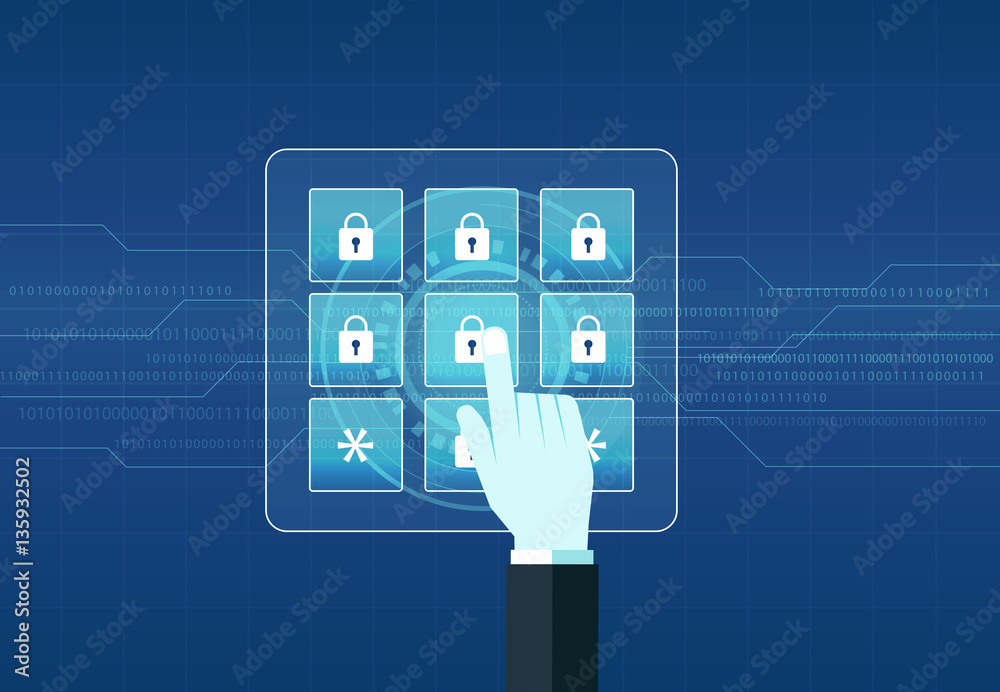 Poster technology internet cyber security design background concept and data security concept
