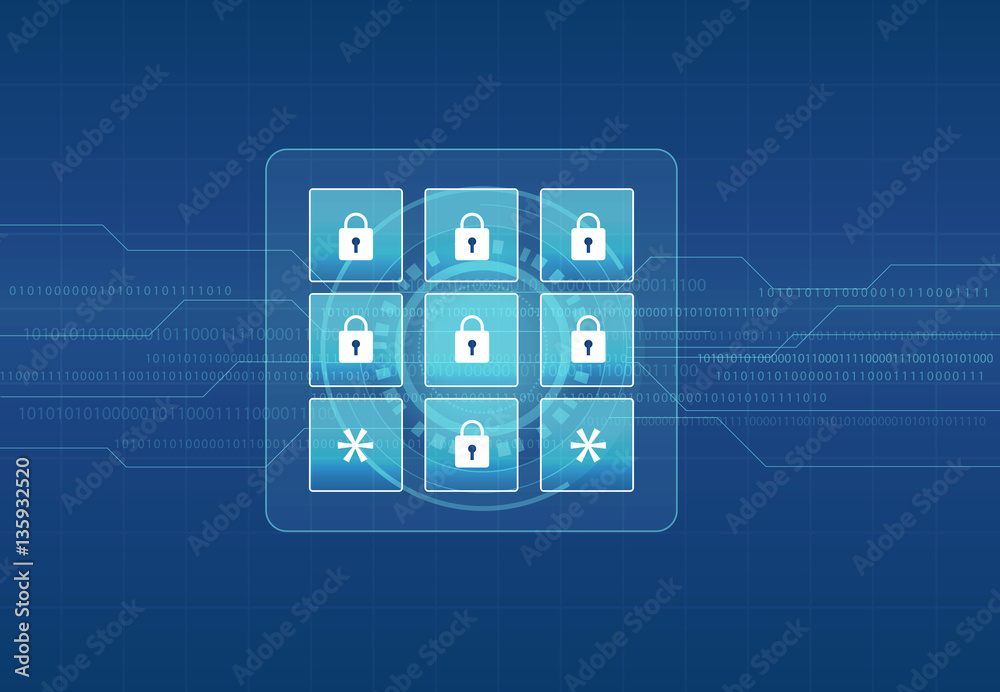 Poster technology internet cyber security design background concept and data security concept
