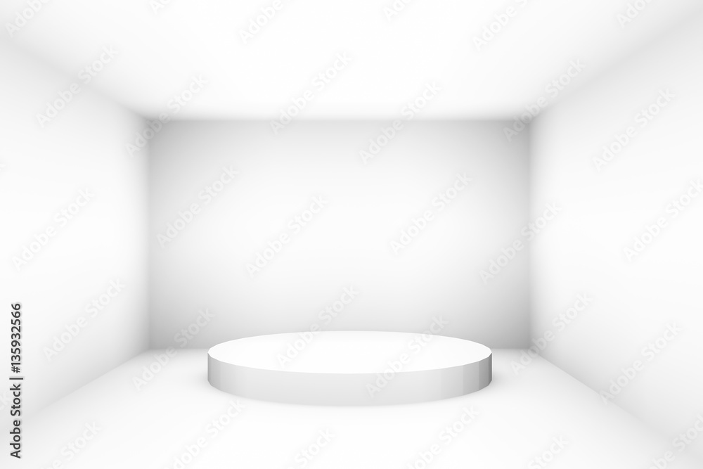 Poster Blank white empty podium for design template layout background