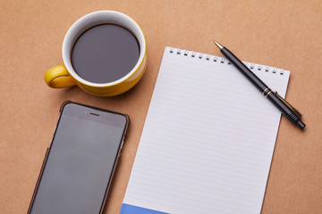 cup of coffee on the office table