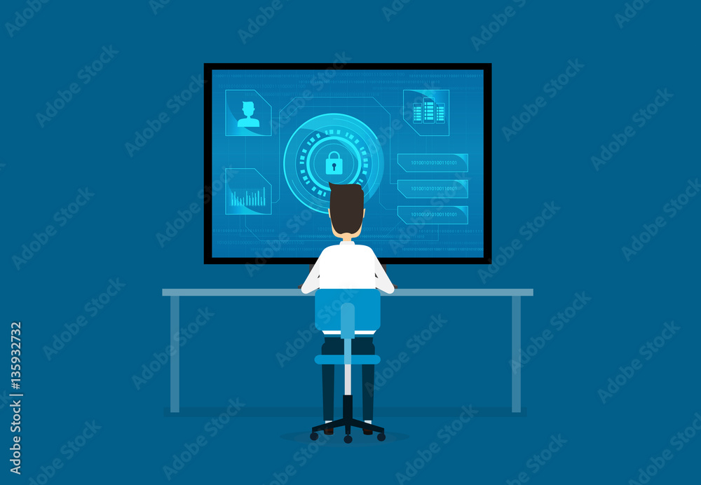 Aufkleber technology internet cyber security design concept and data security concept
