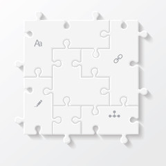 Set of puzzle pieces jigsaw business infographics concept.