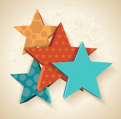Vintage colorful 3D stars pattern.