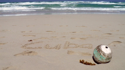 Cuba writen in sand