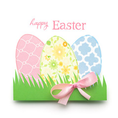 Happy easter / Creative easter concept photo of eggs made of paper on white background.
