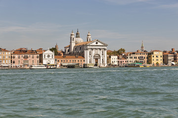 Fototapeta na wymiar View on the Venice lagoon with Gesuati church, Italy.