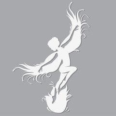 Fototapeta premium Template fairy for cut of laser or engraved. Stencil for paper, plastic, wood, laser cut acrylic. Decoration for windows, wall and interior design. 