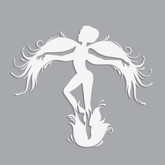Obraz na płótnie Canvas Template fairy for cut of laser or engraved. Stencil for paper, plastic, wood, laser cut acrylic. Decoration for windows, wall and interior design. 