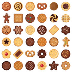 Cookie and biscuit icon collection - vector color illustration - obrazy, fototapety, plakaty
