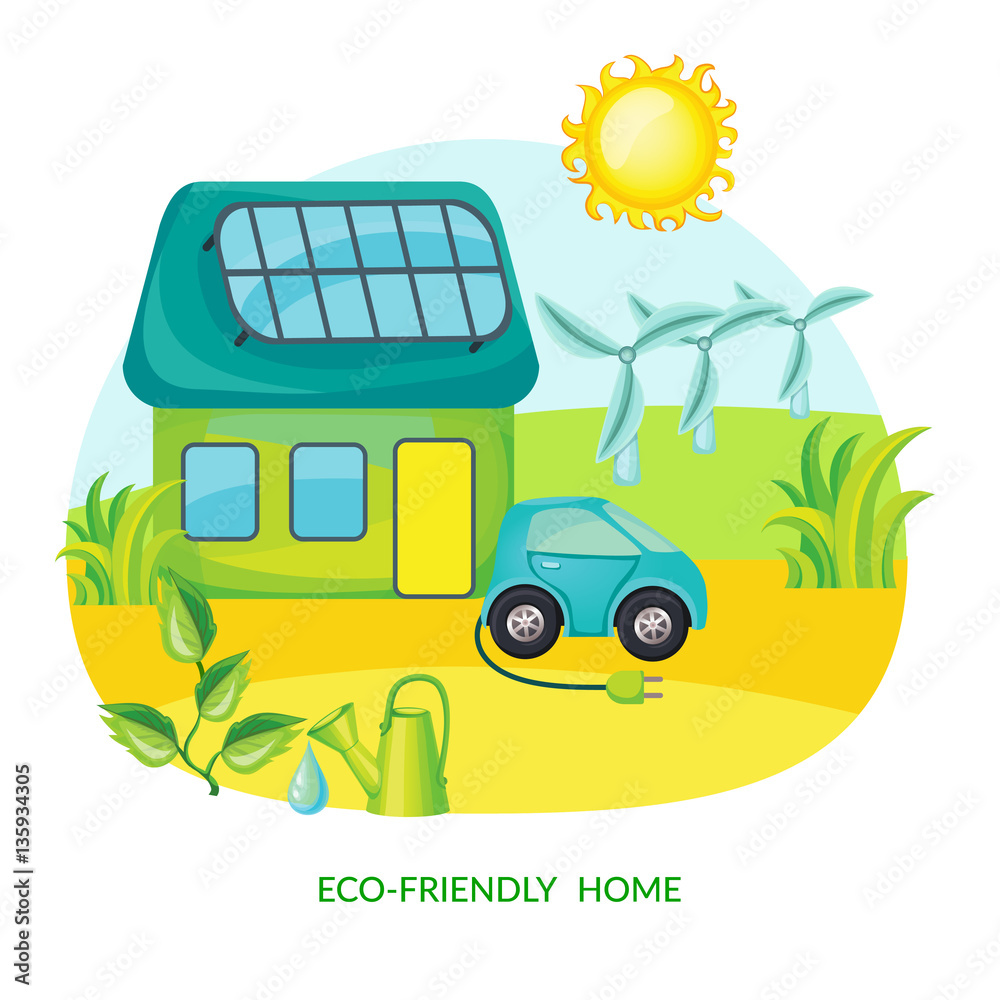 Sticker ecology cartoon template