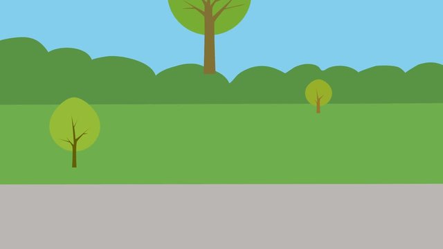 Nature scene turn into a green city park. Animation with flat design. 