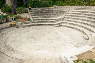A fragment of an ancient amphitheater in the Principality of Monaco. Monte Carlo.