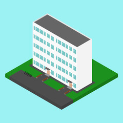 Vector isometric building. Khrushchyovka, apartment building which was developed in the USSR.