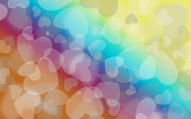 Abstract heart bokeh bright background and colorful