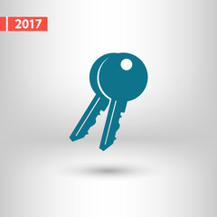 Key  icon, vector illustration. Flat design style