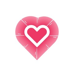 Stylized heart icon with flat shine. Modern romantic silhouette