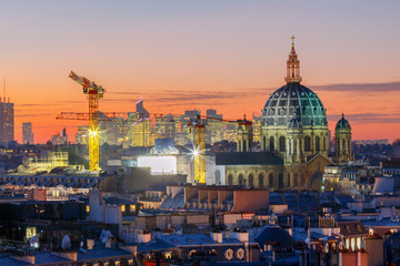 Paris. Aerial view at night.