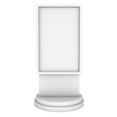 LCD Screen Stand. Blank Trade Show Booth. 3d render of lcd screen isolated on white background. High Resolution. Ad template for your expo design.