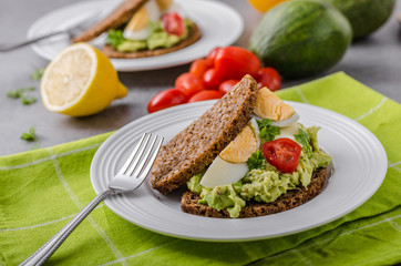 Healthy bread with avocado spread