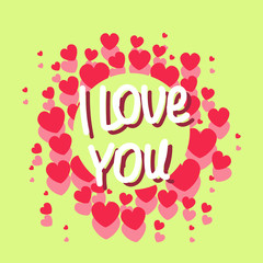 Векторная иллюстрация. Признание в любви. День Святого Валентина. Зеленый фон