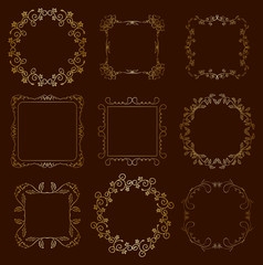 floral gold frames - vector set