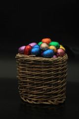 Easter eggs in a wicker basket