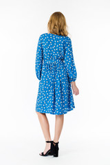 Details of women's clothing. Detail dress on a model on a white background