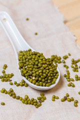 Green bean seed on table.