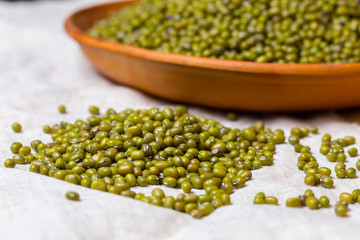 Green bean seed on table.
