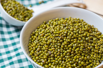 Green bean seed on table.