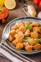 Golden fried mini croquette