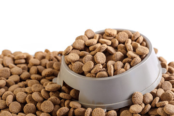 dry dog food isolated on white background
