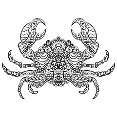 Zentangle stylized vector illustration crab