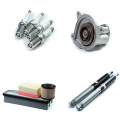Various car parts necessary for vehicle service