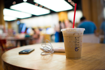 Iced coffee in coffee shop