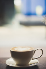 coffee heart photo on the wood table
