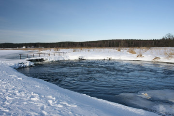 Frozen river in winter
