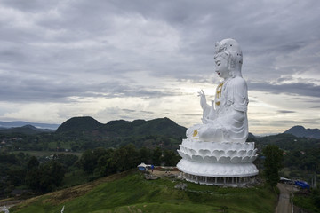 Huge, white, Buddha statue in Thailand Chiang Rai