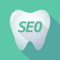 Long shadow tooth with    the text SEO