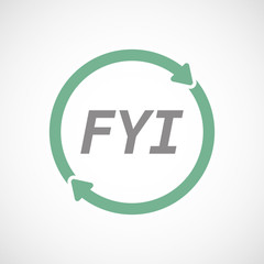 Isolated reuse sign with    the text FYI