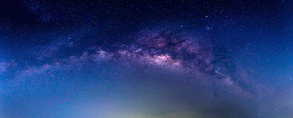 Landscape with Milky way galaxy. Night sky with stars. - obrazy, fototapety, plakaty