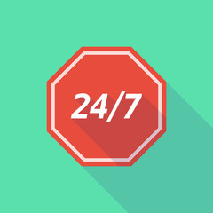 Long shadow stop signal with    the text 24/7