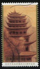 Pagoda and two trees