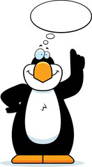 Cartoon Penguin Thinking