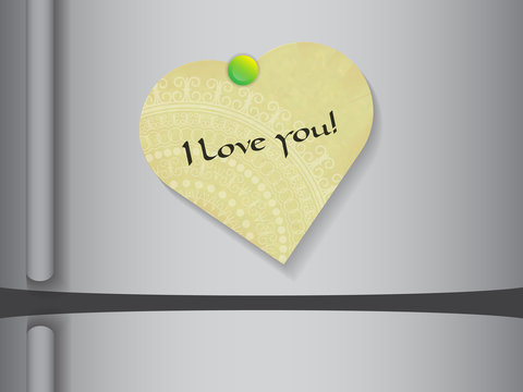 heart with the inscription ""I love you" on the fridge