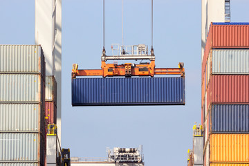 Sea container loaded onto a container ship.