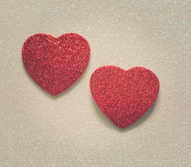 Obraz premium Hearts on glossy background on Valentines day