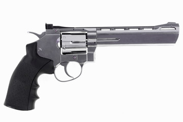 Vintage American revolver on a white background